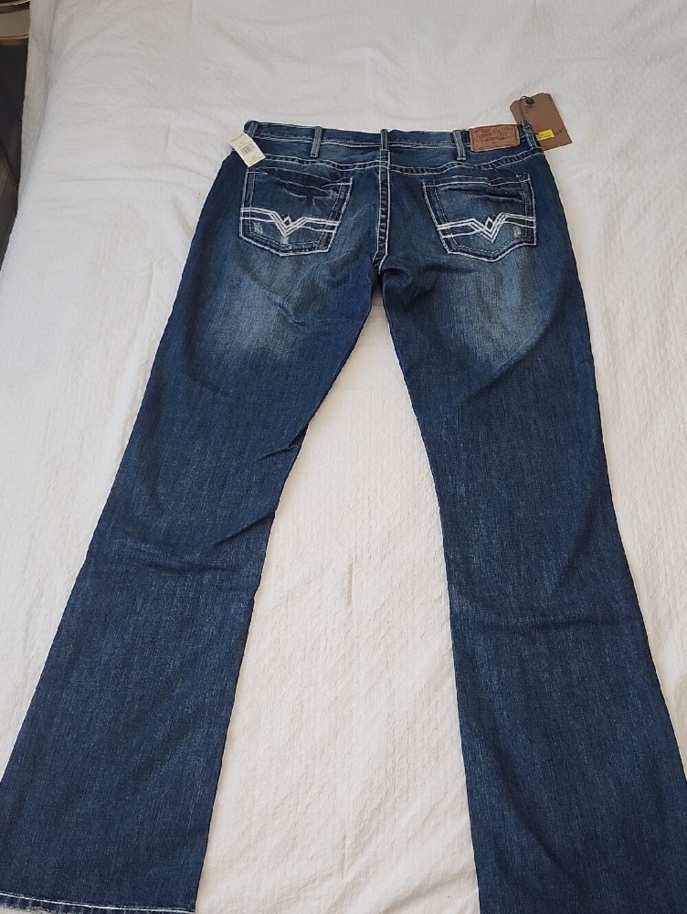Stetson Men's Rocks Fit Bootcut Denim Jeans Thick Stitch Frayed X Size 38x38 - Picture 10 of 15